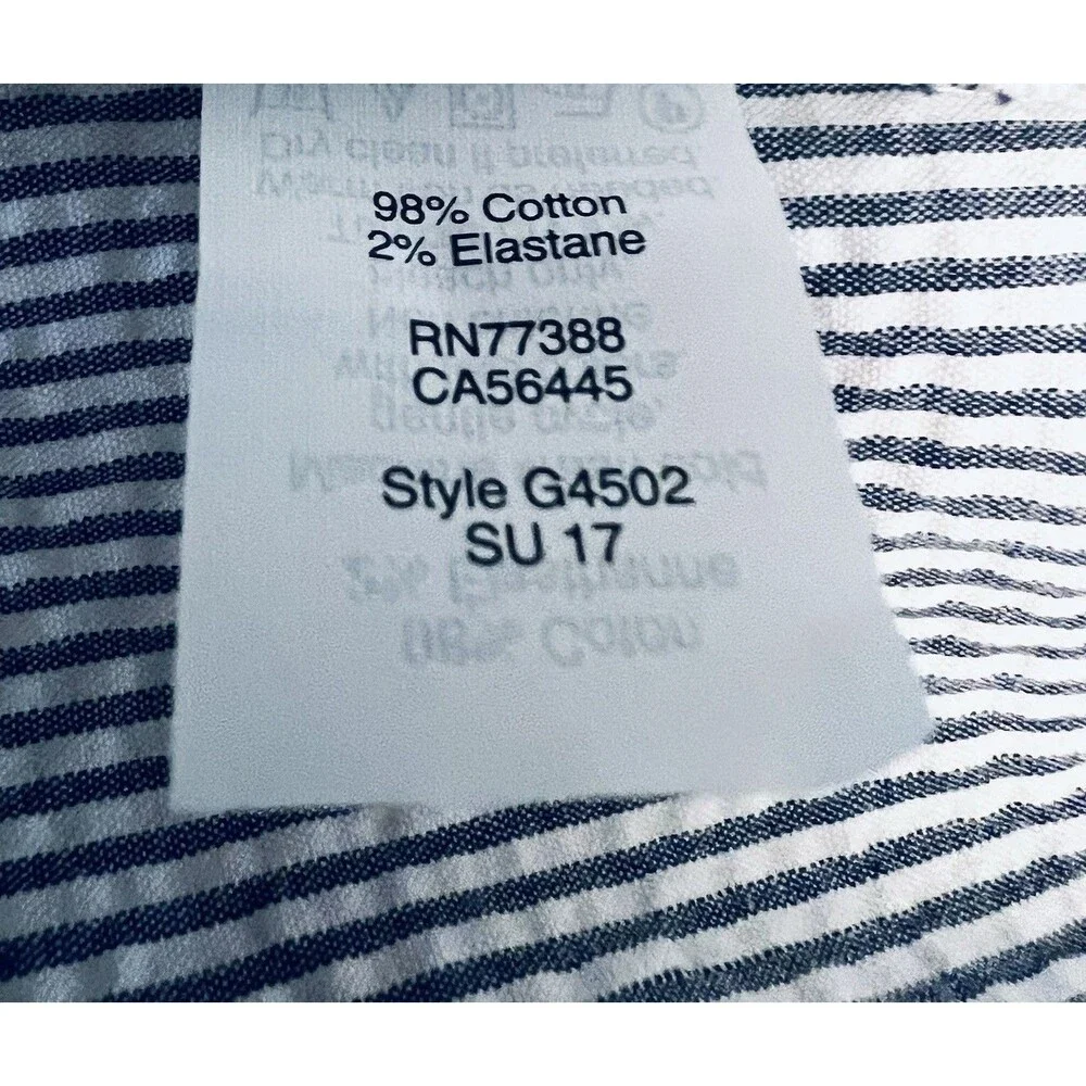 J.CREW Flex Striped Chino Shorts Blue/White Flat Front Stretch Seersucker EUC